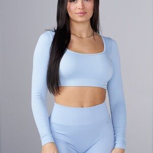 Blue YoungLA Long Sleeve Crop Top